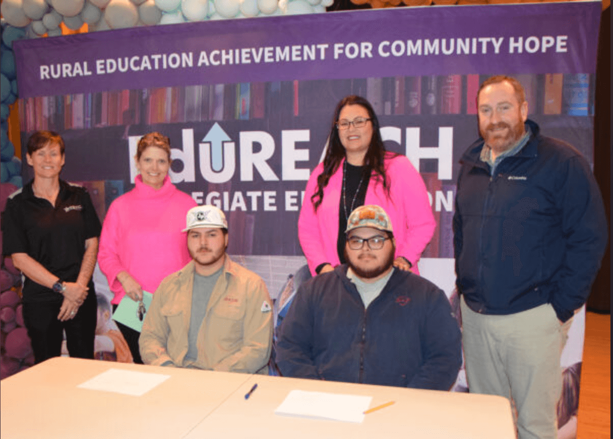 TSTC alums sign with Oncor during assembly at Throckmorton Collegiate ISD